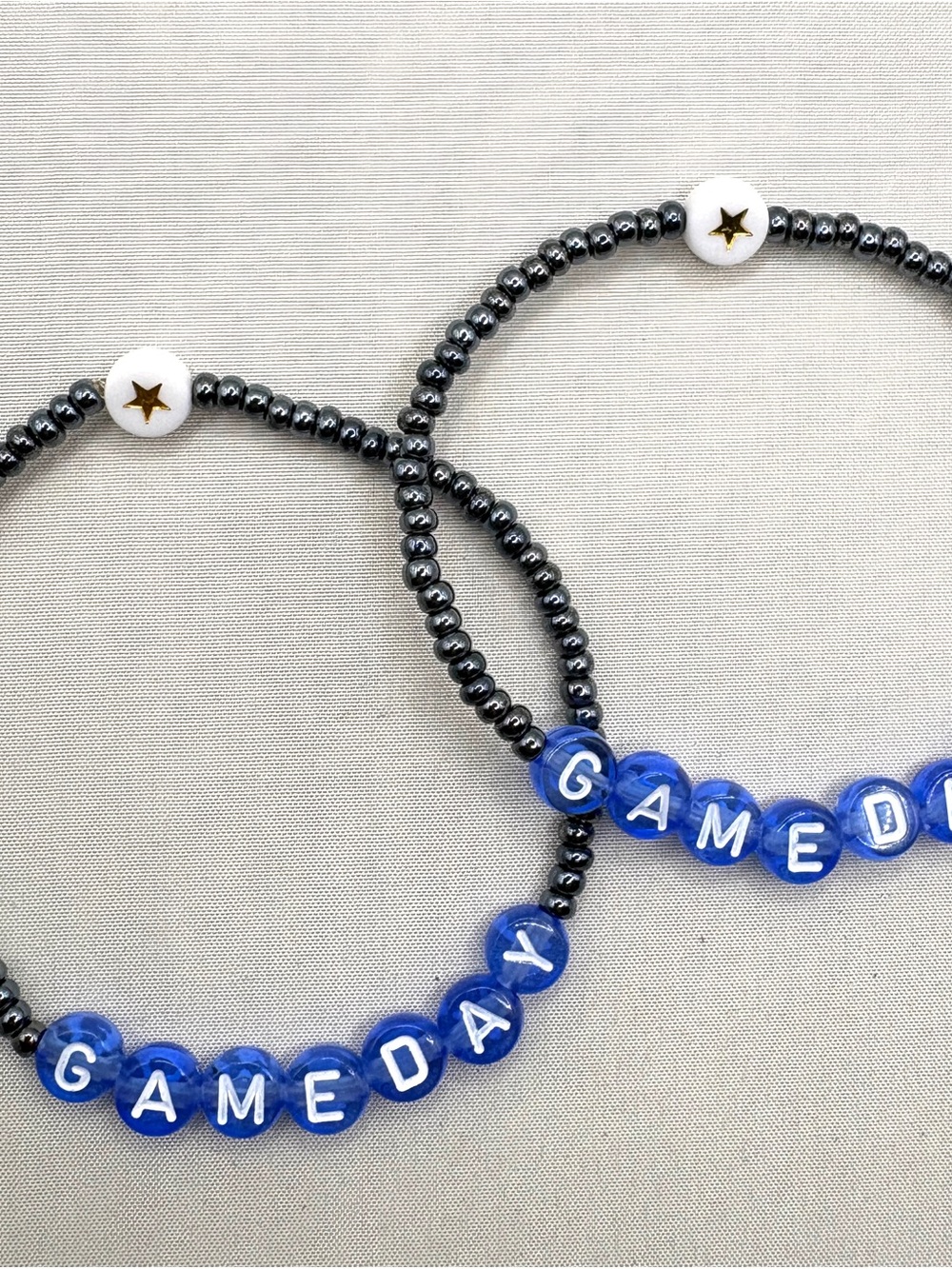 Gameday Blue Beaded Stretch Bracelet Set